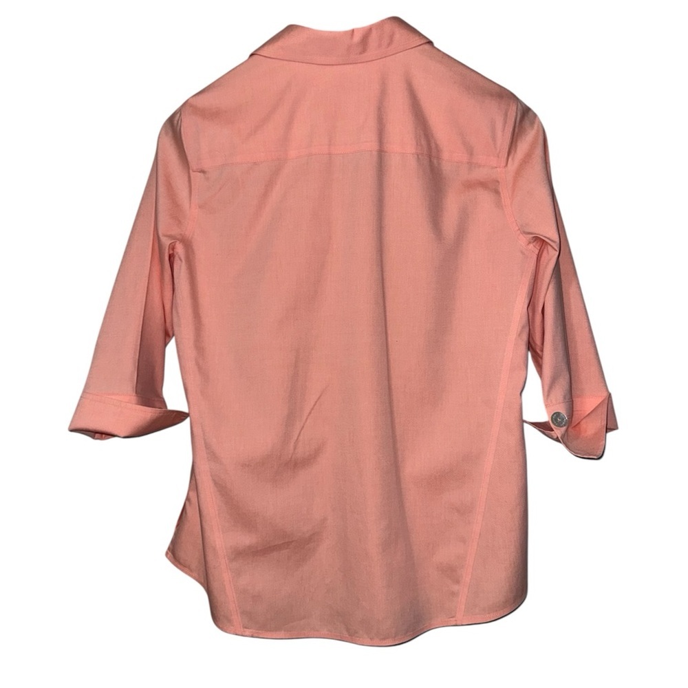 Foxcroft NYC Heritage Non-Iron Peach Button Down Blouse Size 6 Shaped - Picture 2 of 5